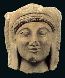 Kopf einer Herakles-Statue, aus Zypern, Zypro-Archaische II Periode